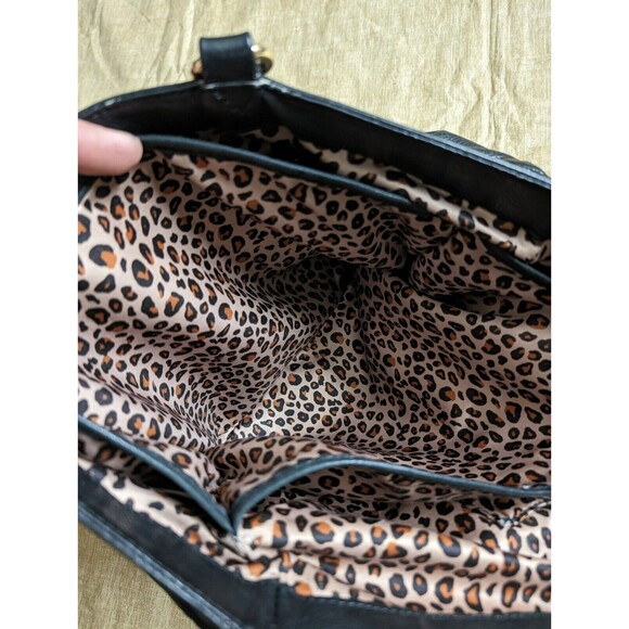 Juicy Couture Womens Black Leather Purse W/ Leopard Print Interior - Picture 11 of 16